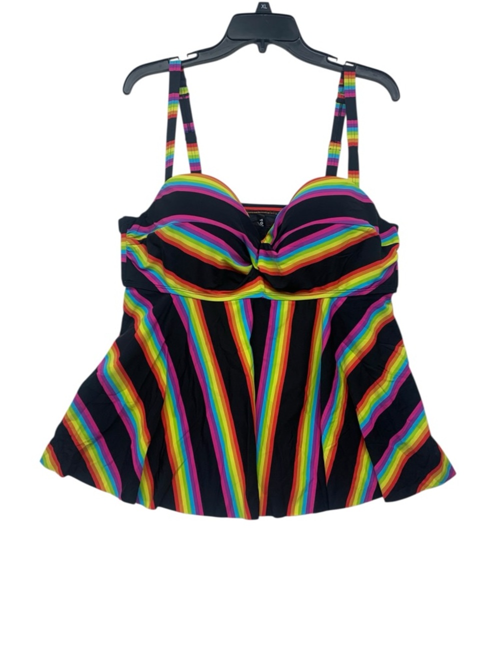Torrid size 2 swim top bathing suit Rainbow Stripe One Piece Swimsuit Black - Picture 3 of 9